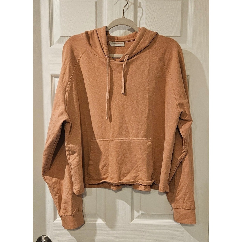 Known Supply Cropped Hoodie 2XL Organic Cotton Lightweight Pullover Terracotta
